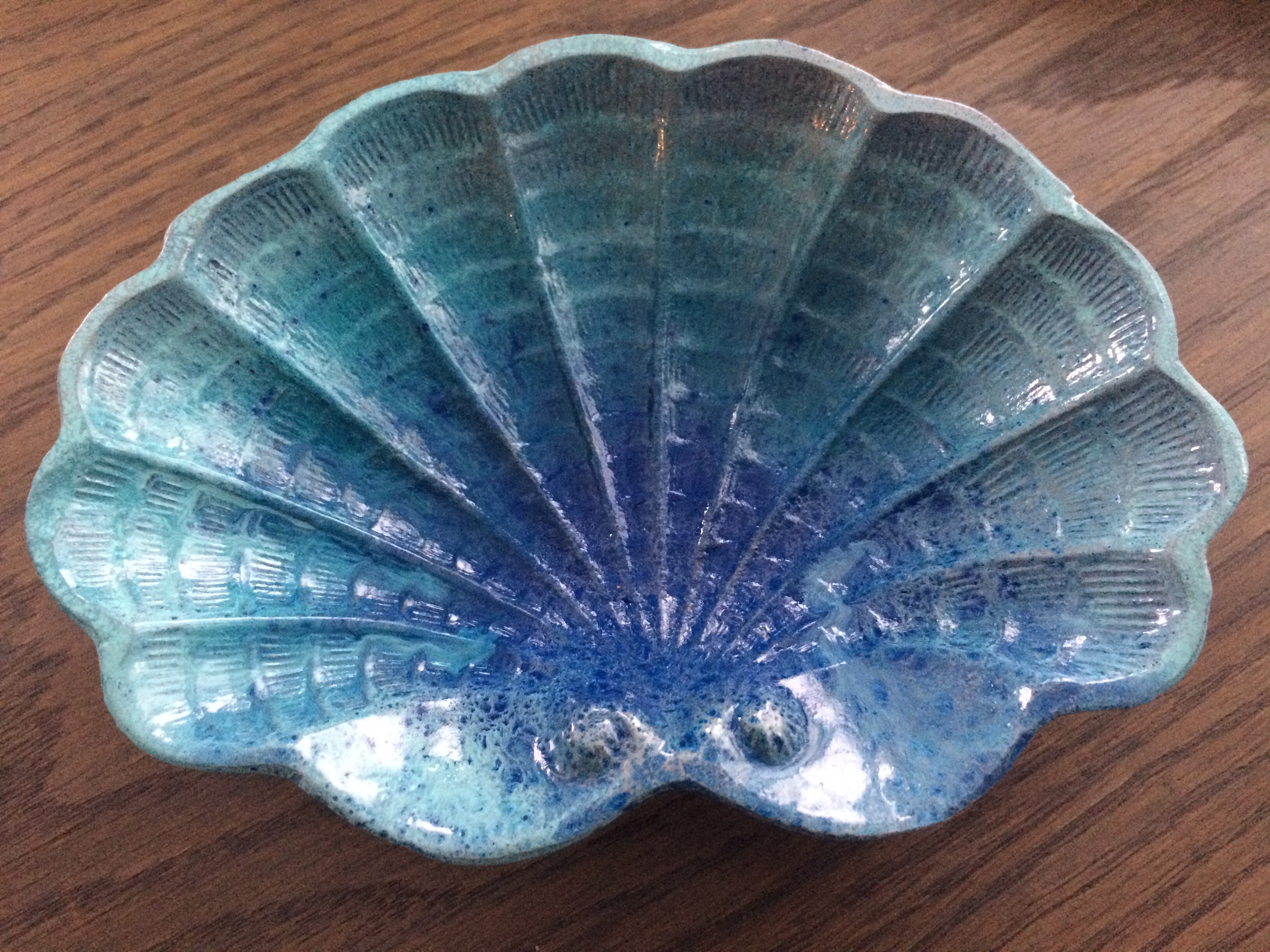 Ombre Blue Seashell Dish