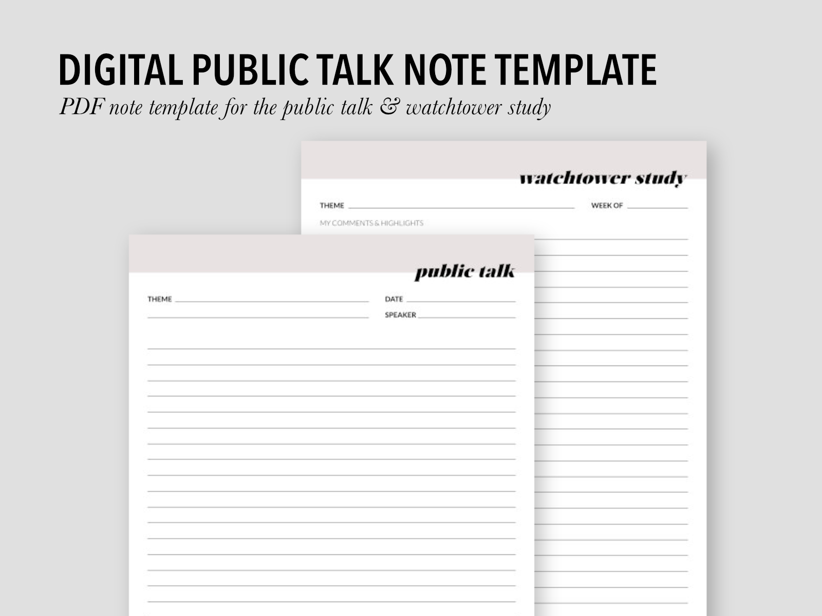 PUBLIC TALK // digital note template